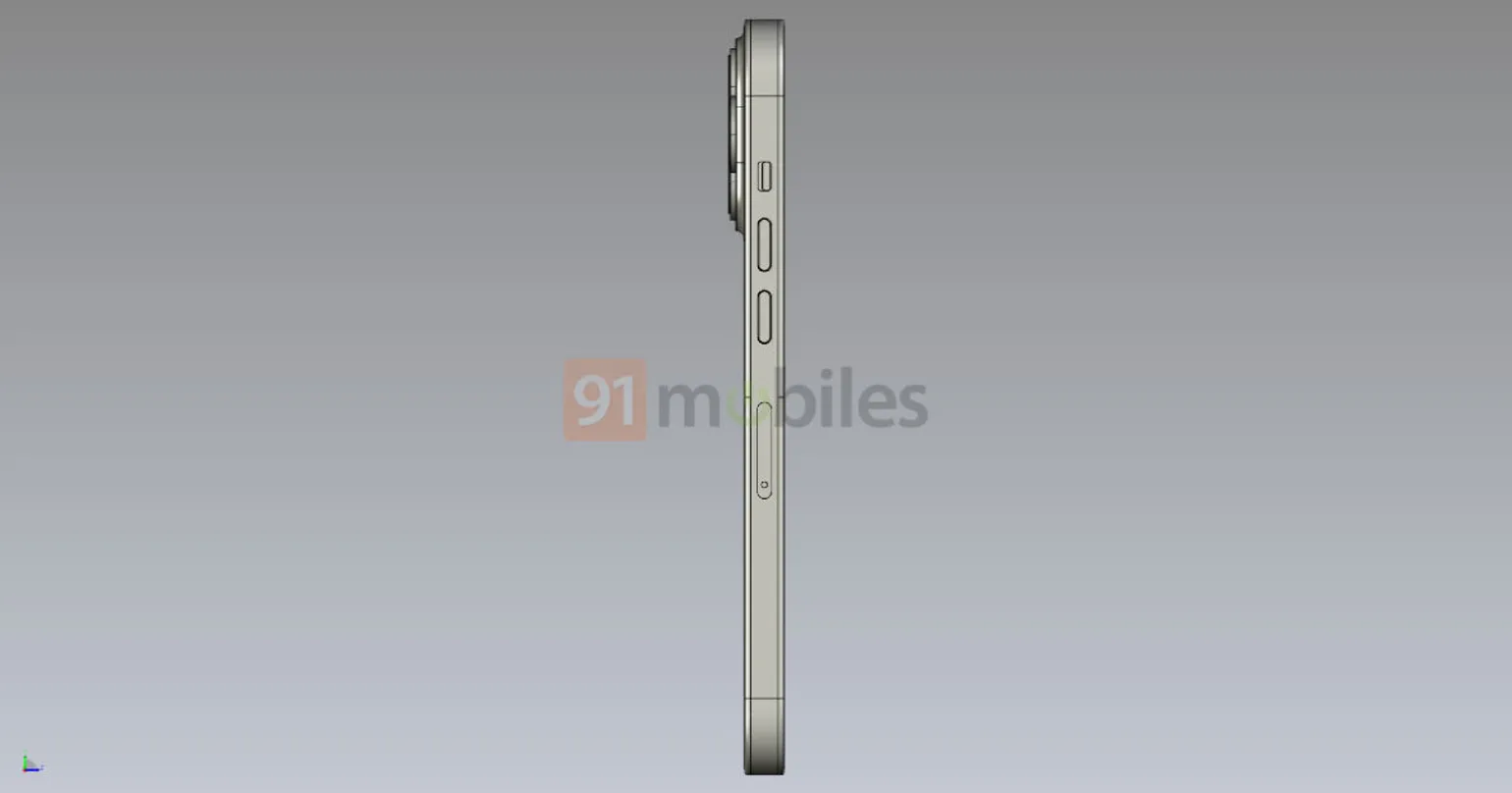 Apple iPhone 14 Pro side CAD render