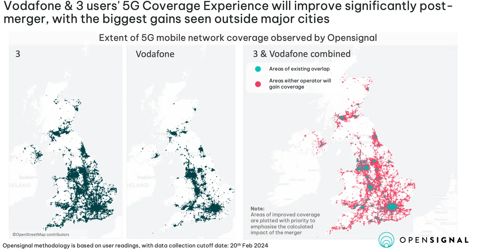 Vodafone and Three coverage map